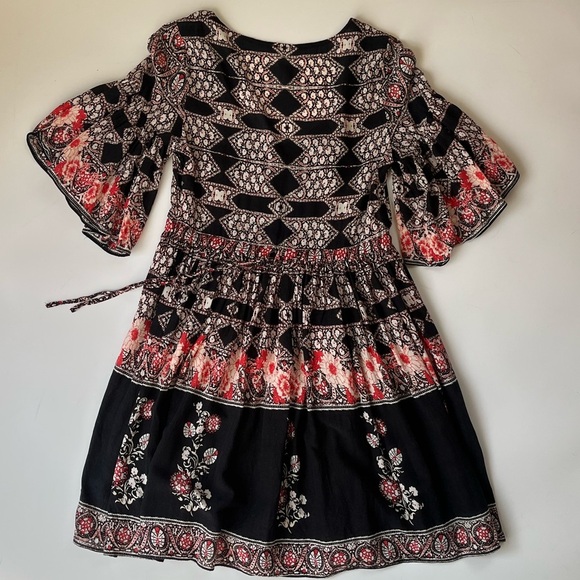 Free People Hayden Floral Lace Valley Printed Swing Dress Bell Sleeve - Picture 7 of 11